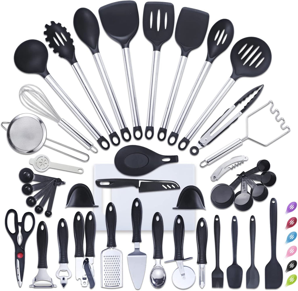 VEICA, 42Pc Kitchen Utensil Set, Nylon & Stainless Steel, Cooking & Baking Set, Black