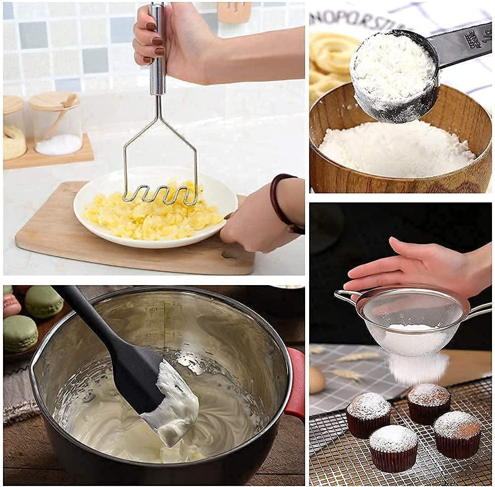 VEICA, 42Pc Kitchen Utensil Set, Nylon & Stainless Steel, Cooking & Baking Set, Black