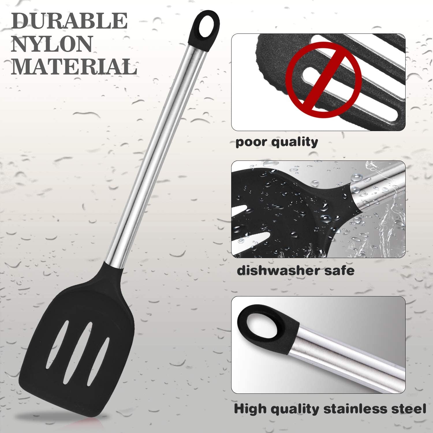 VEICA, 42Pc Kitchen Utensil Set, Nylon & Stainless Steel, Cooking & Baking Set, Black